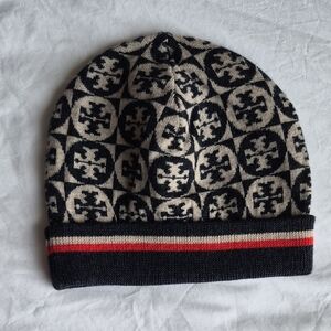 Tory Burch Patterned Black and Cream Hat